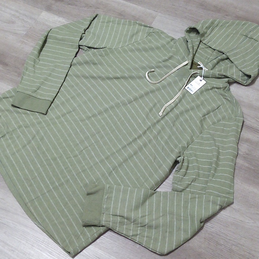 SOLD Marine Layer Green Striped DK Pullover Hoodie